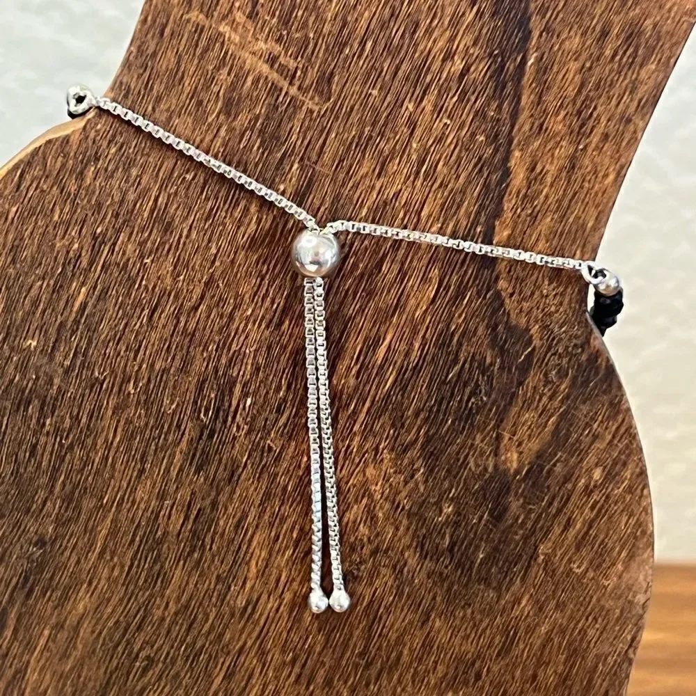 Beautiful Black Spinel Faceted Bead Slide Bracelet
